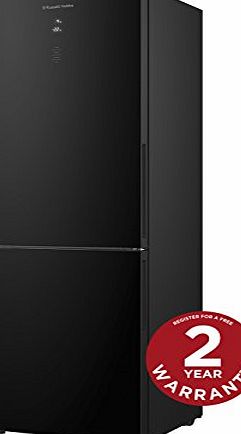 Russell Hobbs Black Glass Fridge Freezer RH60FF186BG, 60 cm Wide, 297L Capacity