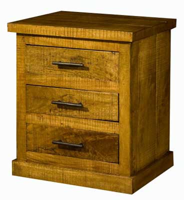 Rough Sawn 3 drawer Bedside Cabinet