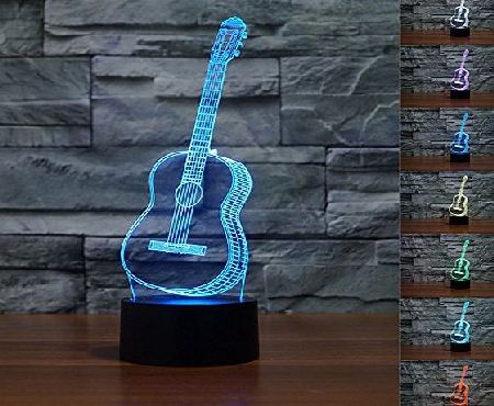 Ruumika 3D Ukulele guitar Model Night Light 7 Color Change LED Table Lamp Music decor