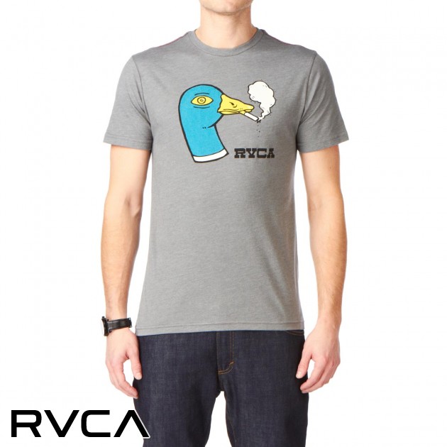 Mens RVCA Ducksmoke T-Shirt - Grey Noise Heather