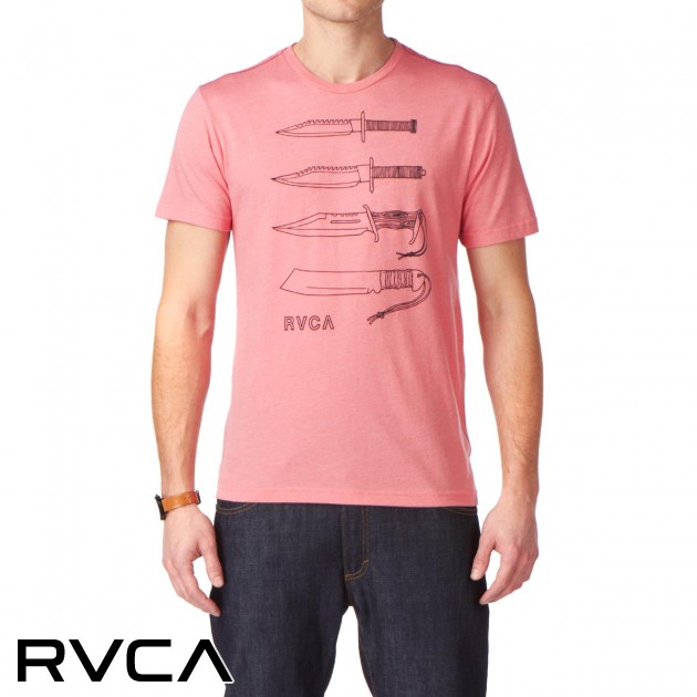 Mens RVCA Knife Stack T-Shirt - Cherry Wax