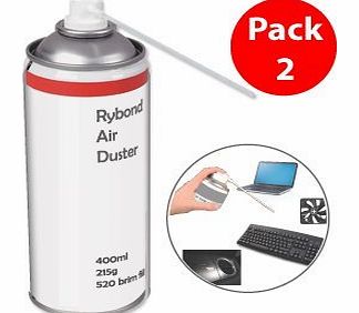 Rybond Compressed Air Duster Can HFC Free Gas Flammable 400ml (2 PACK)- AIR DUSTER used as keyboard cleaner, Printer Cleaner, Laptop Cleaner, Xbox 360 