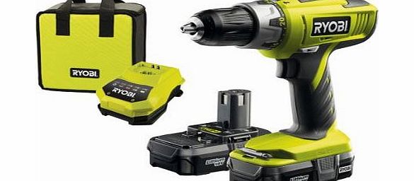 Ryobi LLCDI18022 18V One Plus 2-Speed Hammer Drill/ Driver with 2 x 1.3Ah Batteries and 45 Minute Fast Charger