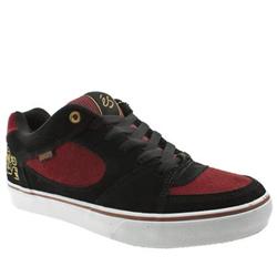 ??s Male Square One Krooked Collab Suede Upper in Black and Red