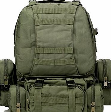 S-ZONE 50L 3 Day Assault Tactical Military Outdoor Sport Rucksacks Backpack Camping Trekking Hiking Bag Rucksack(Army Green)