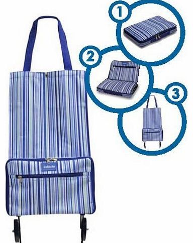 Blue Stripe Shopping Bag with Wheels