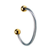 Steel Twist Duet Gold Ball Bracelet