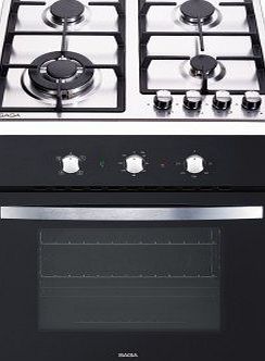 Saga Attic S641CI 60cm Built-in 4 Burner Gas Hob amp; SAGA F606GL 60cm Electric Fan Rotisserie Oven