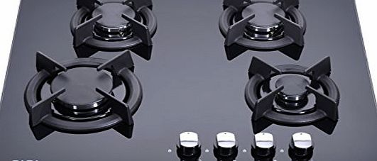 Saga Lenis X640-B 60cm Built-in 4 Burner Gas on Glass Hob - Black