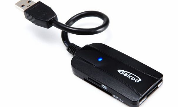 Saicoo USB 3.0 4 Slots 11 in 1 Digital Memory Card Reader / Writer, with a 13CM Flexible USB Cord and dual SD and Micro SD slots for SDXC, UHS-I SD, SDHC, SD, Micro SDXC, Micro SDHC, Micro SD, MMC