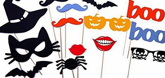 Saijcosa SA 14PCS DIY Halloween Party Card Masks Photo Booth Props Mustache On A Stick
