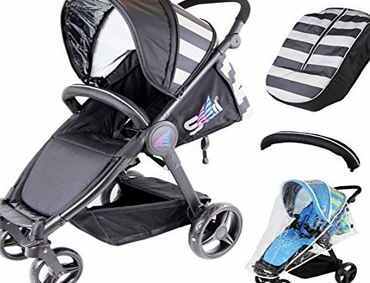 Sail Stroller - Black Grey Includes Bumper Bar Rain cover Bootcover
