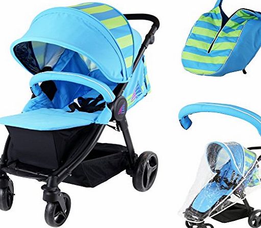 Sail Stroller - Ocean Lime Includes Bumper Bar Rain cover Bootcover