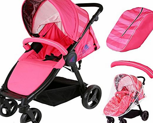 Sail Stroller - Pink Raspberry Includes Bumper Bar Rain cover Bootcover