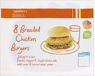Sainsburys Basics Breaded Chicken Burgers (8 per
