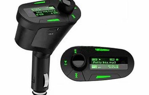 SainSonic Car Kit MP3 Player Wireless FM Transmitter Modulator USB SD MMC LCD Remote *Green*