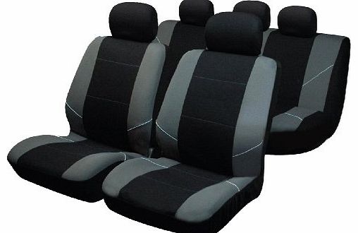 BY0802 Seat Covers Full Set - Silver/Black