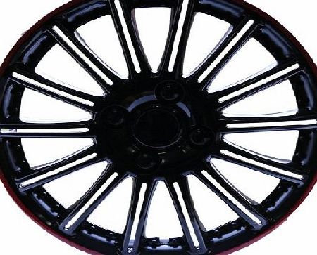 Sakura Wheel Trims 14-inch with Rim - Black/ Red - Set of 4