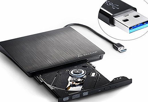 Salcar - Portable USB 3.0 External DVD Burner Writer amp; Reader DVD Drive CD-R CD-RW DVD-R DVD-RW Dual Layer Hard Drive Super Multi for Apple / Asus / Sony / Toshiba / Acer / Samsung