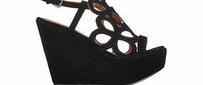 Black wedge ankle strap sandals