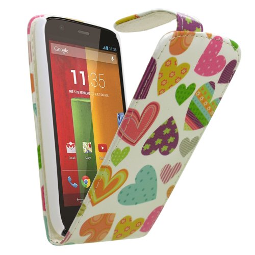 SAMRICK  Colourful Hearts Collage Specially Designed Leather Flip Case for Motorola Moto G - Multicoloured