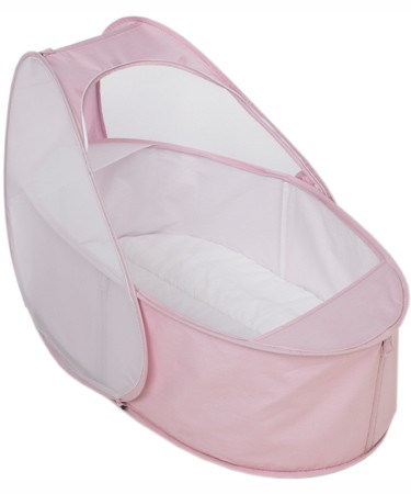 Deluxe baby pink pop up travel cot