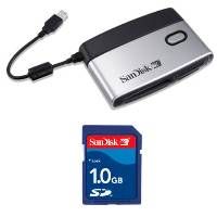 Sandisk 1GB SD Card   12-in-1 Card Reader