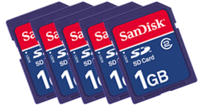 1GB SD Card Five Pack