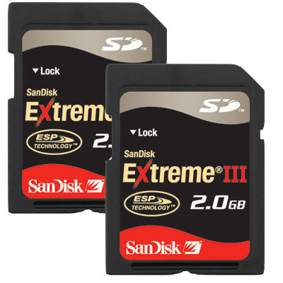 Sandisk 2GB Extreme III SD Memory Card Pack of 2