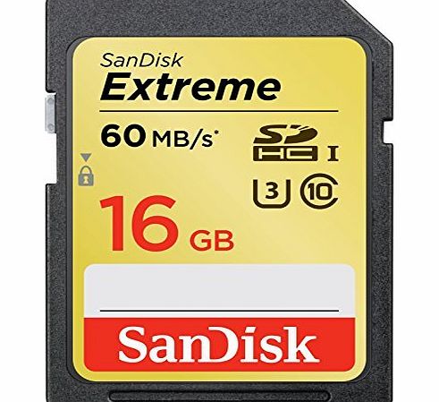SanDisk Extreme SDHC 16 GB UHS-I U3 Memory Card 60 MB/s (SDSDXN-016G-G46)