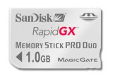 The 1GB SanDisk Gaming RapidGX Memory Stick PRO Duo is a high speed gaming card designed for use in 