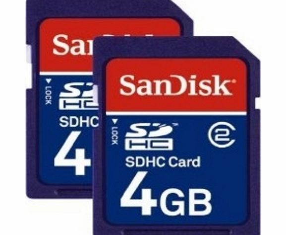 Sandisk Memory Card - SDHC - 4GB - Class 4 - 2 Pack