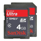 Sandisk Ultra 4GB SDHC Card - 2 Pack