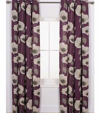 Esra Poppy Unlined Curtains - 228 x 228cm - Plum