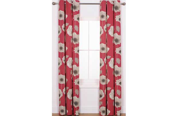 Esra Poppy Unlined Curtains - 228 x 228cm - Red