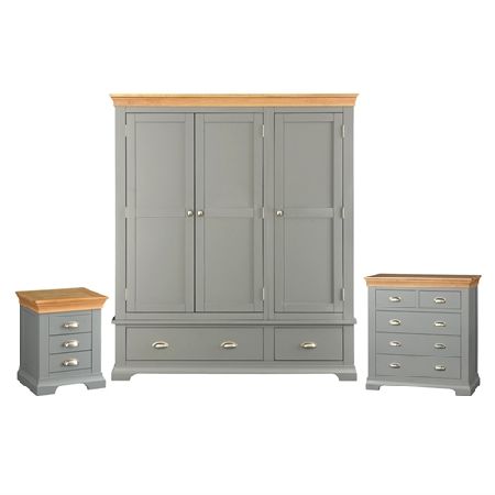 Sandringham Grey Painted Sandringham Grey Triple Wardrobe Bedroom Set