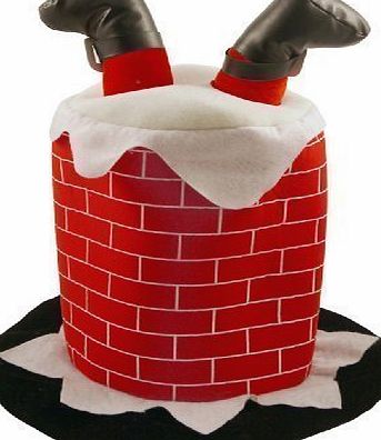 SANTA ADULT NOVELTY HAT - SANTA STUCK IN THE CHIMNEY
