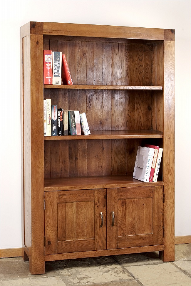 santana Reclaimed Oak 2 Door Bookcase with 2