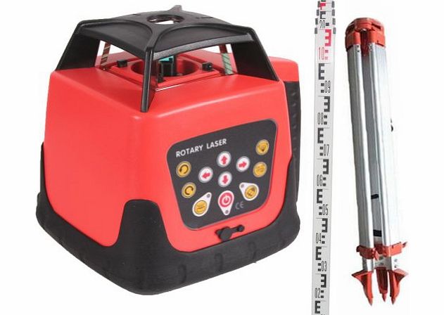Sanven Rotary Rotating Red Beam Laser Level 500M Range  Tripod   5M Staff Professional Fully Automatic Electronic Self Leveling Motorized Rotary Laser Level Horizontal And Vertical Kit Complete Packag