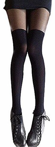 Sanwood Womens Black Over the Knee Tights Thigh High Stocking