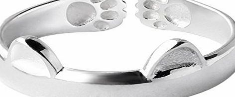 Sanwood Womens Cat Ear Claw Open Ring Silver Finger Jewelry