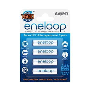 Sanyo Eneloop 800mAh AAA Rechargeable Batteries - 4 Pack