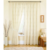 sapphire Cream Lined Embroidered Curtains 117x183