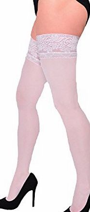 Sara / Adrian Ladies Stockings Nelly Gorgeous Hold-Ups 15 Denier Hosiery 4 Colors (Black , Nude , Tan , White) BNIB (M / L - 3 / 4, White)
