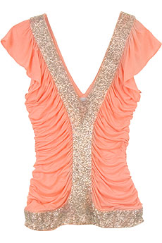 Jersey ruched beaded top