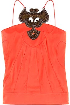 Silk camisole top with embellished panel