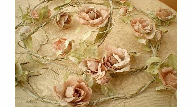 Artificial Pink Rose Decorative Wired Garland Swag ~ Shabby Chic