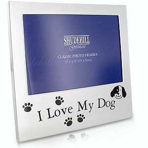 Satin Silver I Love My Dog Photo Frame