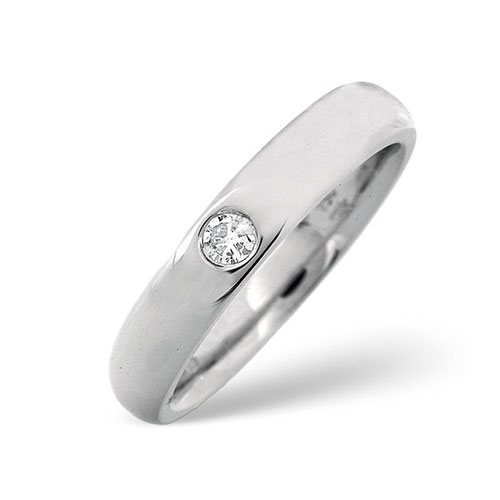 0.10 Ct Diamond Heavy Court Wedding Ring In 18 Carat White Gold