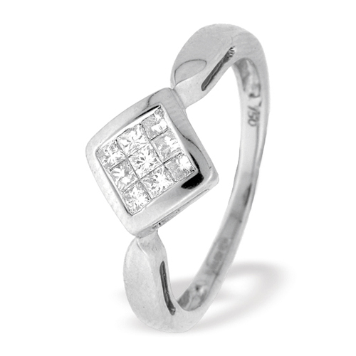 0.25 Carat Princess Cut Diamond Ring In 18 Carat White Gold